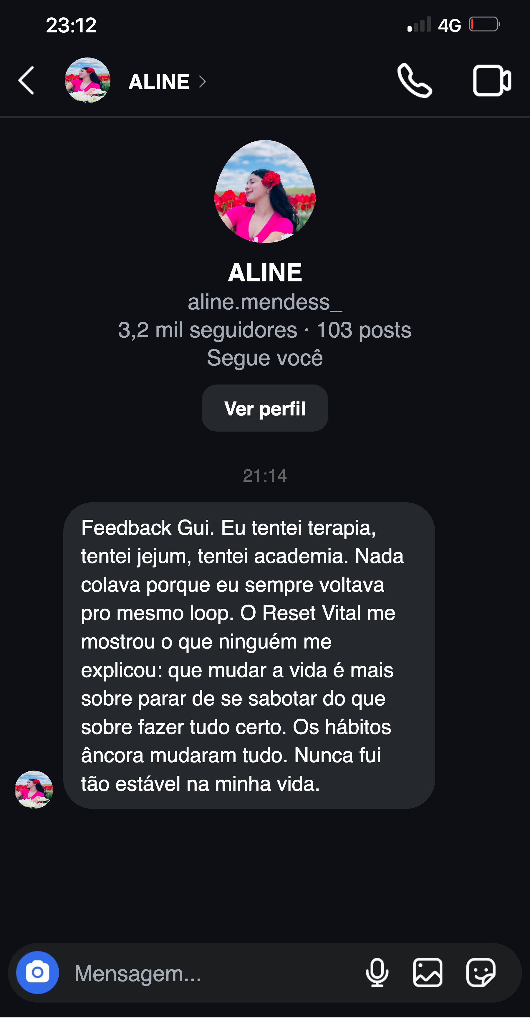 Depoimento Aline - Reset Vital